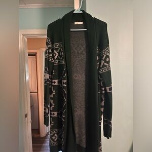 Green and gray winter cardigan
